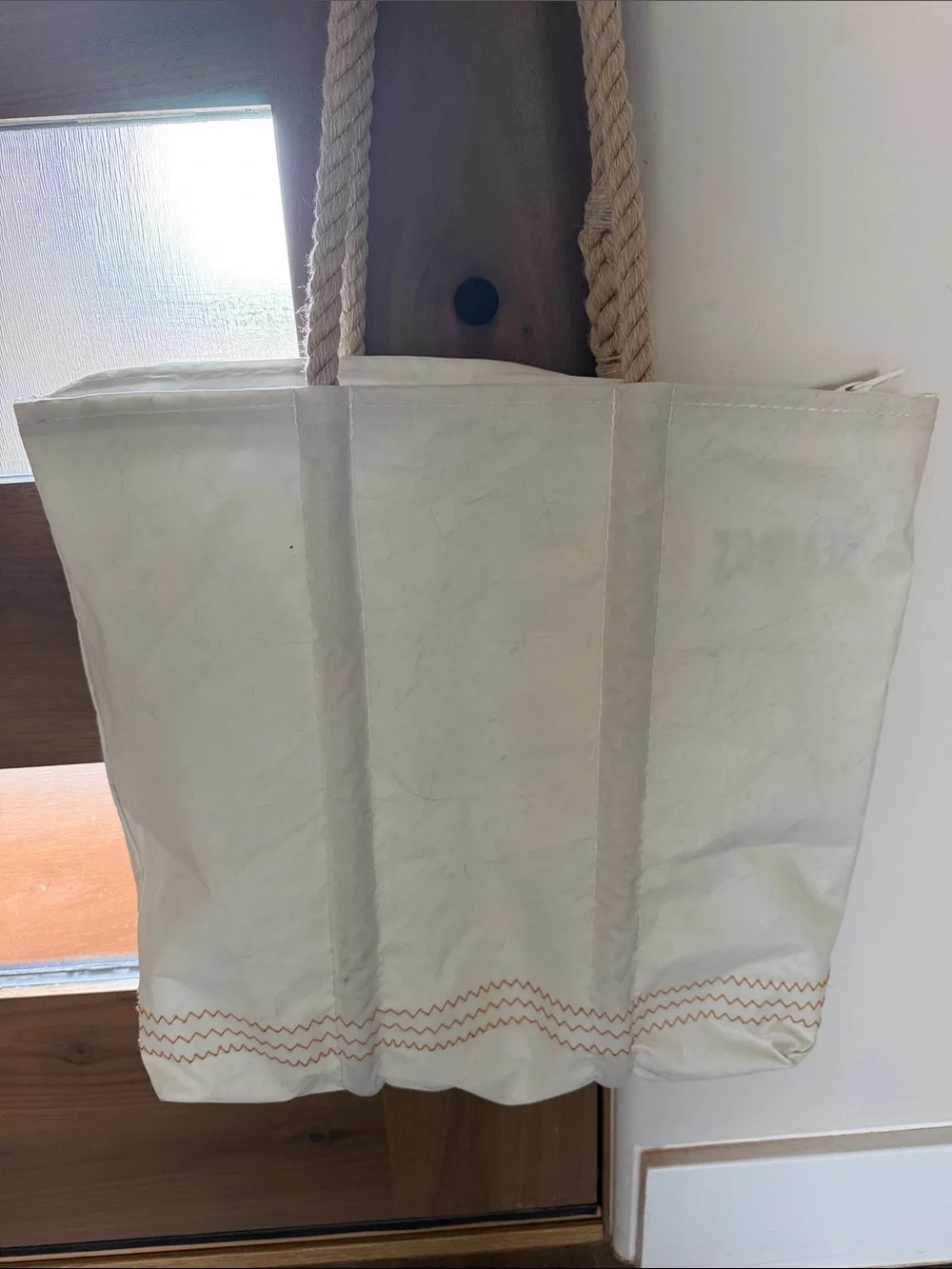Sea Bags Maine Tote Bag with Black Number 3 Print - Rope Handles. Recycled Sails - Picture 5 of 16